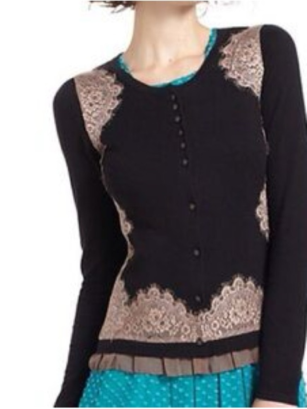 Anthropologie black lace cardigan S knitted & knotted
